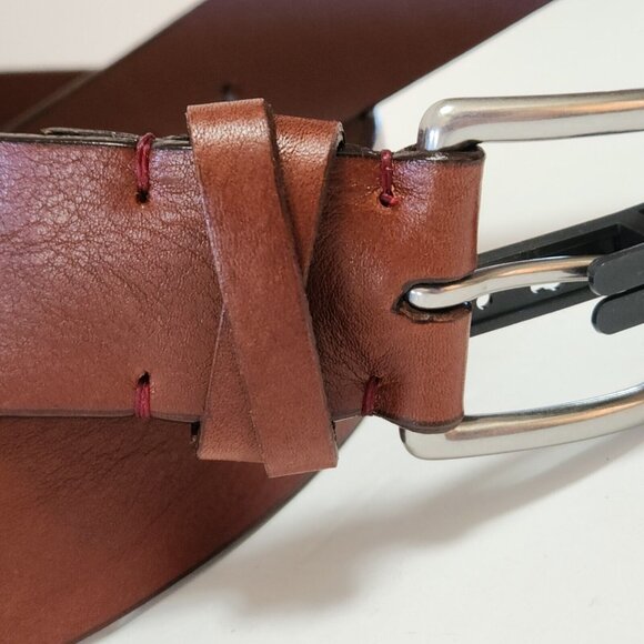 New Torino Elite 34 Brown Leather Belt European Tanned Cowhide USA Nickel Buckle - Picture 3 of 13